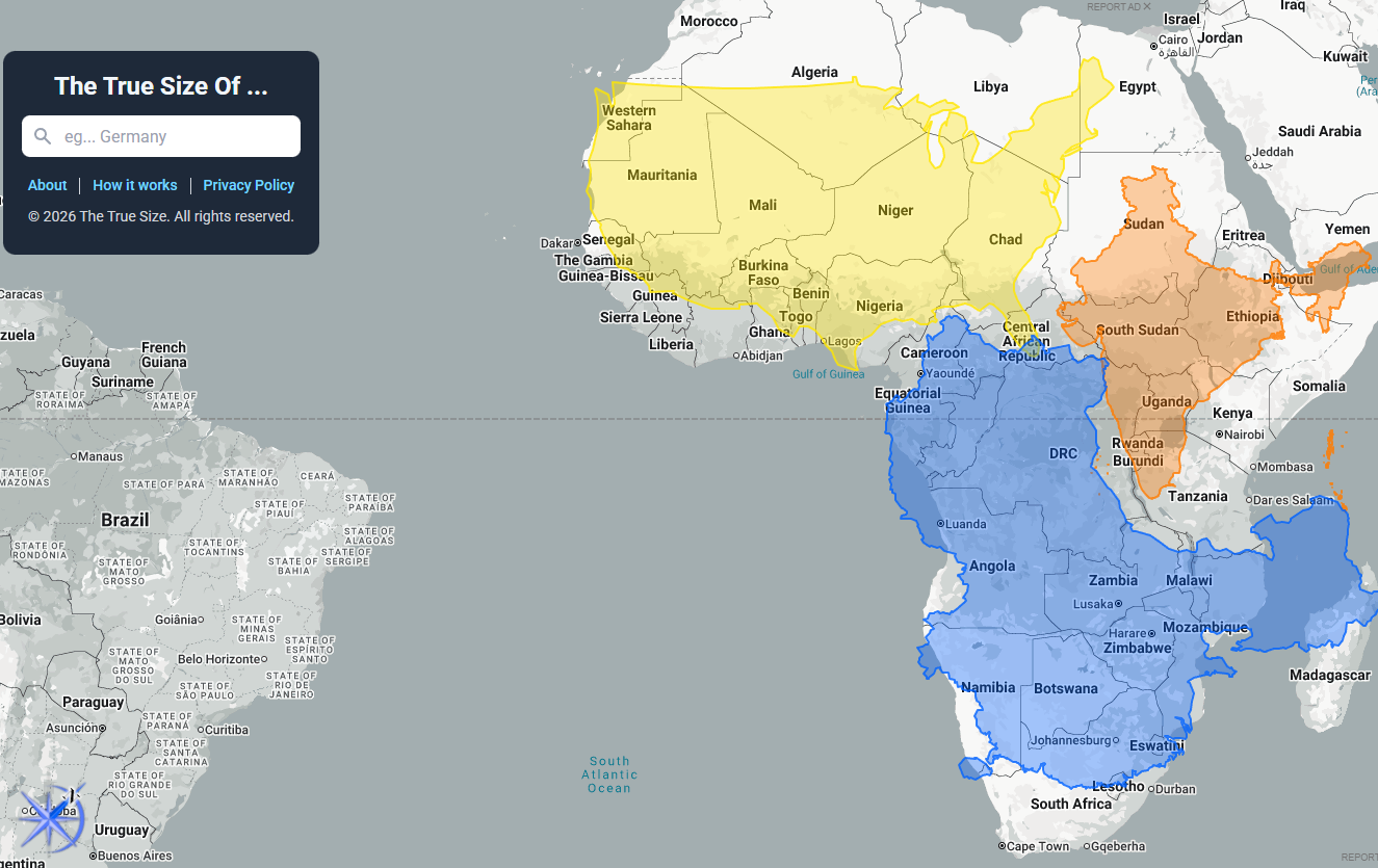 The true Size of the World
